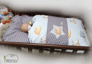 Babyschlafsack-Steckkissen-Teddys-mit-Kissen-Sterne-grau-seitlich-Shop