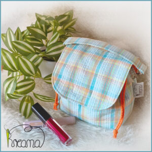 Kosmetiktasche-mit-Kordelzug-Kreana-Karo-bunt-orange