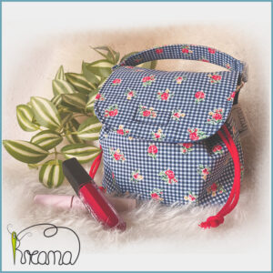 Kosmetiktasche-mit-Kordelzug-Kreana-Karo-marine-rot-mit-Blumen