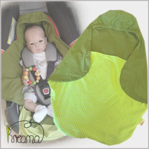 Einschlagdecke-Babyschale-Sommer-Kreana-Trico-Punkte-grün/ uni-grün