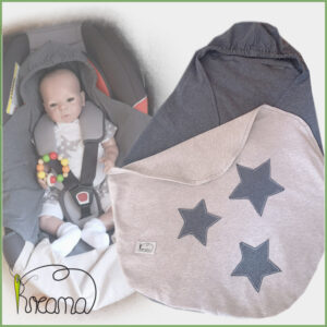 Einschlagdecke-Babyschale-Sommer-Kreana-Trico-grau/beige melange-Sterne