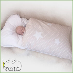 Steckkissen-Babyschlafsack-Größe-2-von 6-12-Monate-Ganzjahressteckkissen-Webstoff-Sterna-Natur-Applikation-Sterne