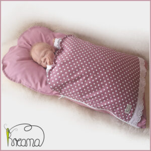 Steckkissen-Ganzjahressteckkissen-Babyschlafsack-Kreana-Größe-1-Punkte-rosa-uni-Rosa-Spitze